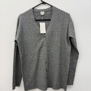A New Day‎ Women's Cardigan Sweater XS Cable Knit Gray Button Up Stretch Soft